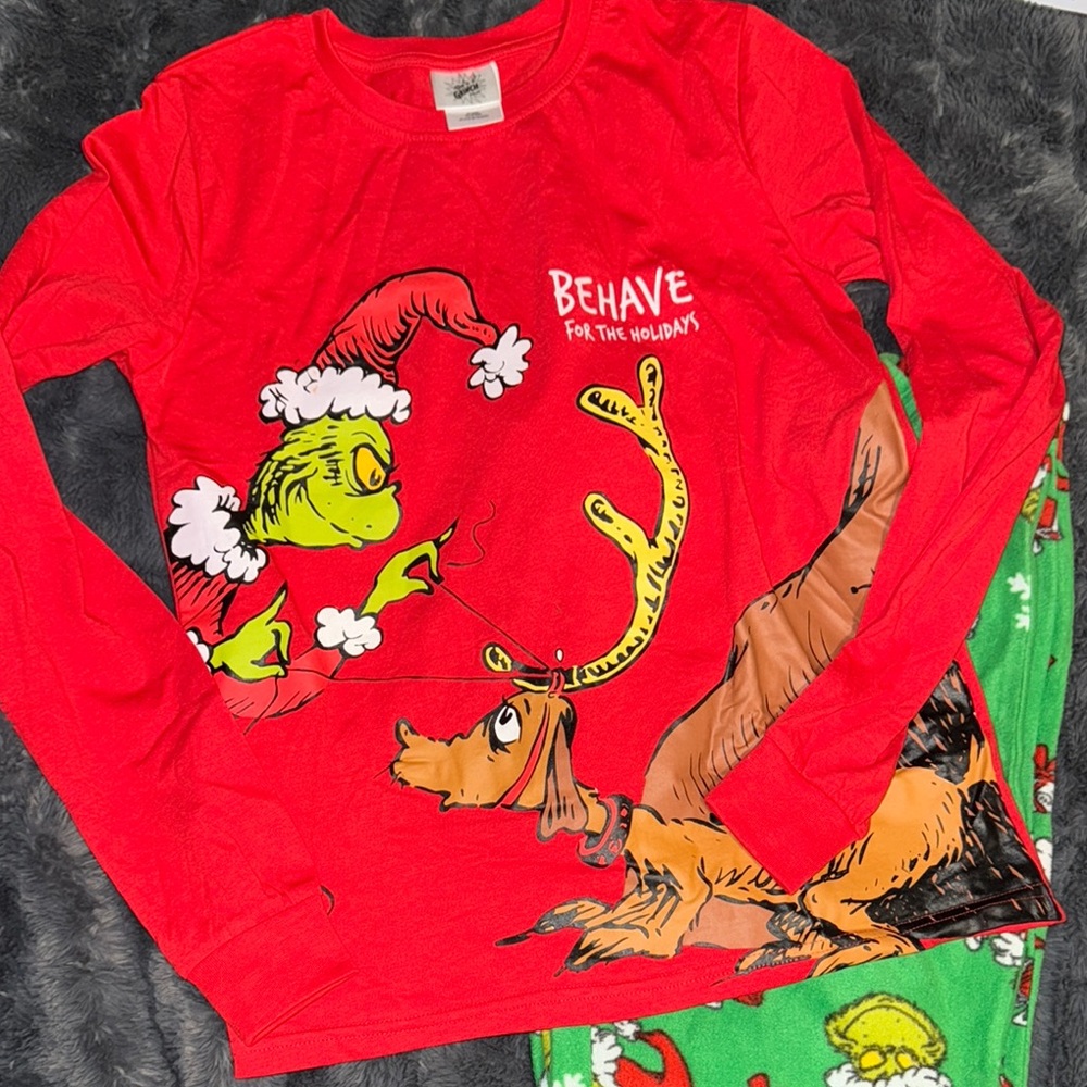 Red Grinch Holiday Pajama Set kids